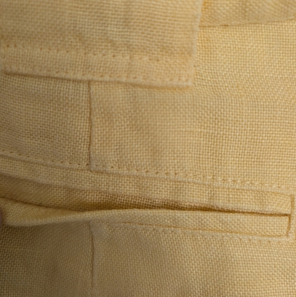 VTG Talbots Irish Linen Butter Yellow Minimalist Classic Crop Style Pants 14 - Picture 3 of 13